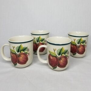 Casuals By‎ China Pearl Stoneware Apple Mugs Set of 4